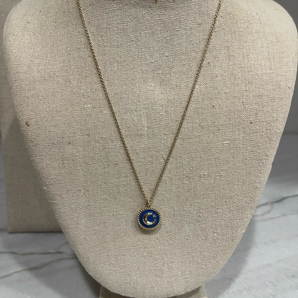 Gold Tone White Compass Star Pendant Necklace - Picture 2 of 2